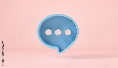 Bubble talk or comment sign symbol on pink background. 3d rendering photo