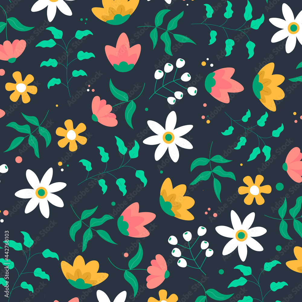 Abstract flat hand draw floral pattern background. Vector. Abstract flat hand draw floral pattern background. Vector.