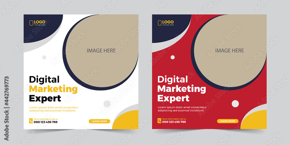 Digital marketing corporate social media and instagram post template