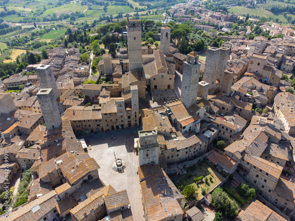 aerial view of the towers of San Gimignano in Tuscany Italy