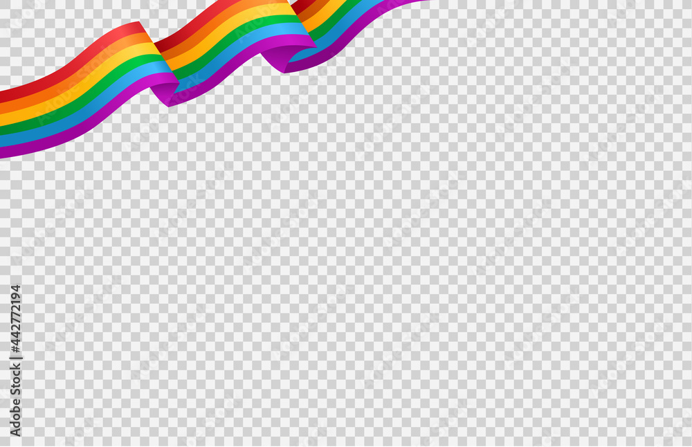 Waving rainbow LGBT flag isolated on png or transparent background, Symbol  of LGBT gay pride,vector illustration Stock Vector | Adobe Stock
