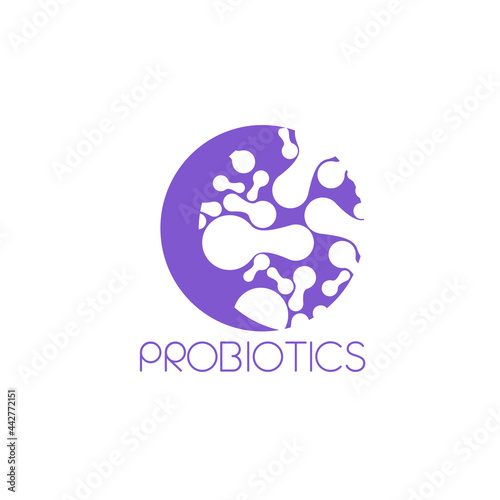 Probiotics logo. Bacteria logo. Concept of healthy nutrition ingredient for therapeutic purposes. Simple flat style trend modern logotype graphic design isolated