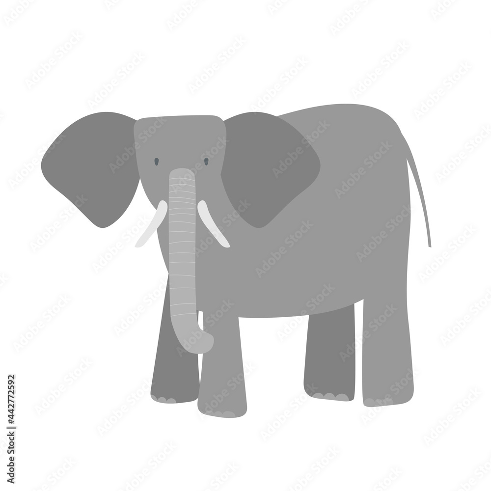 Hand drawn cartoon cute elephant. African animal. 