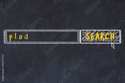 Billede på lærred Chalk sketch of browser window with search form and inscription plod