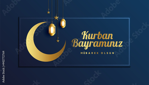 Premium Design for Feast of the Sacrif (Eid al-Adha Mubarak) Feast of the Sacrifice Greeting (Turkish: Kurban Bayraminiz Mubarek Olsun) Holy days of muslim community. Islamic decorative background.