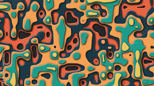 Layered topographic map. Fractal form background.