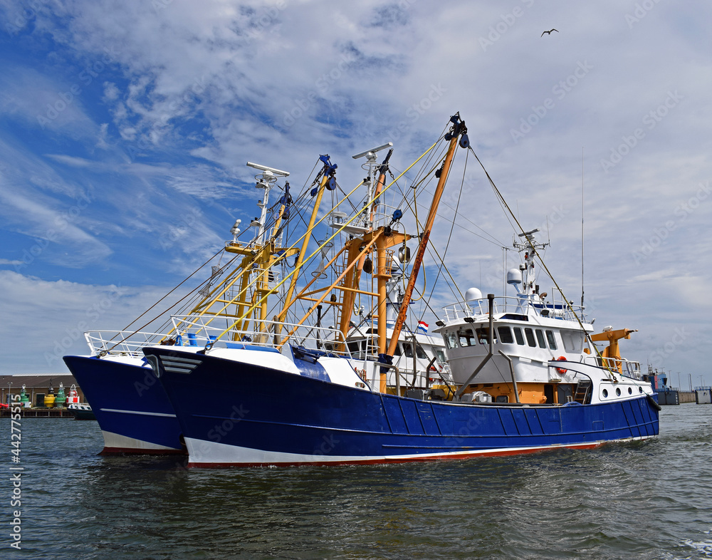 Beautiful blue Dutch fishing vessels