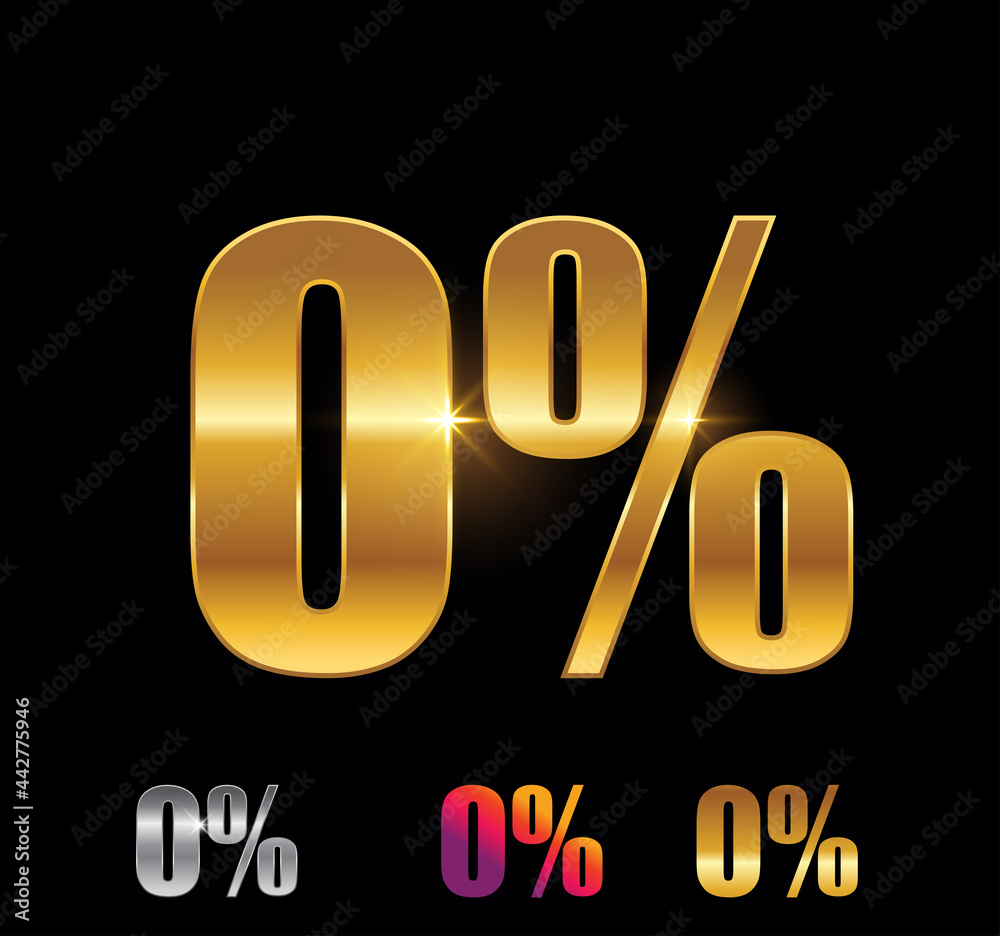 Golden and Silver 0 percent sign Golden and Silver 0 percent sign