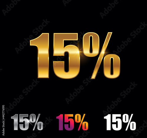 Golden and Silver 15 percent sign