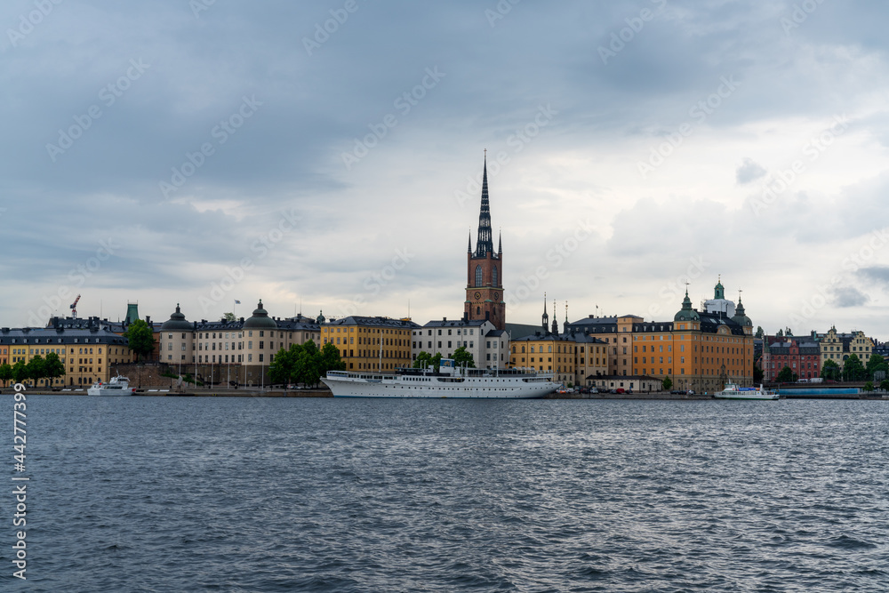 cityscape of Stockholm on an overcast summer day