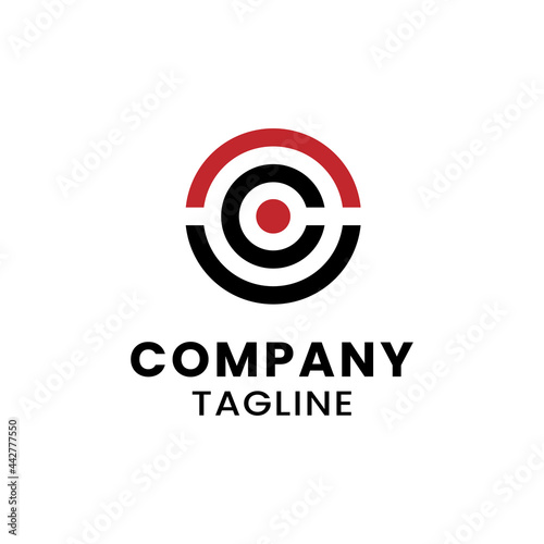 Foto Initial Letter C in Red Black Circle Logo Design Template