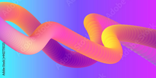 Abstract 3d colorful composition with smooth tube shapes forming stripes curved, gradient cover