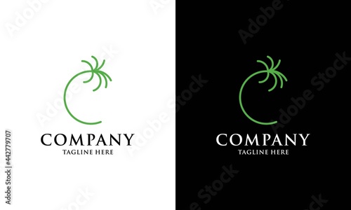 logo Initial C in a shape like a coconut tree logo design vector template.