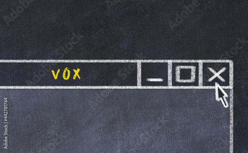 Chalk drawig of browser window with inscription vox