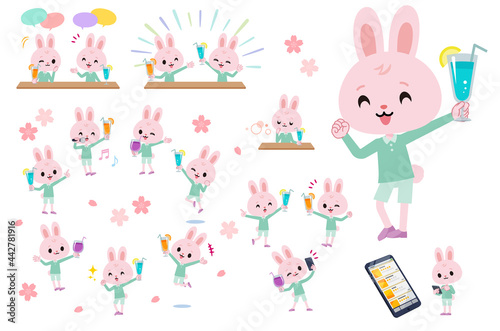 ドリンクパーティーに関するうさぎの男の子のセット