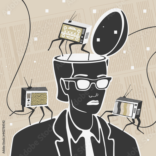 Vector Illustration of TV in the Head