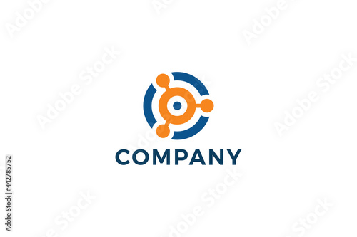 Letter O molecular reaction and chemical bonding business logo