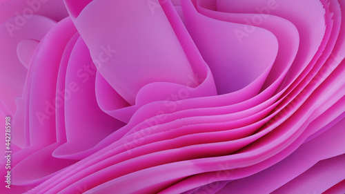 Pink soft curl and ripple of rose petal (3D Rendering)