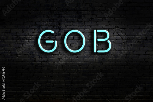 Obraz na plátně Neon sign. Word gob against brick wall. Night view