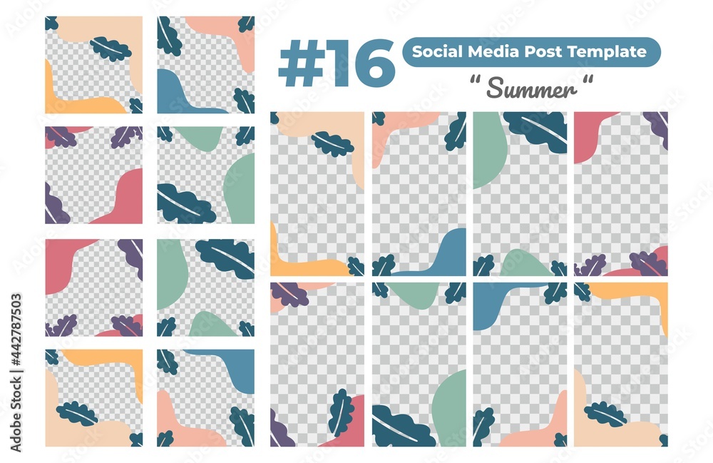 Set of social media design templates for summer, perfect for social media post, background and web internet ads.