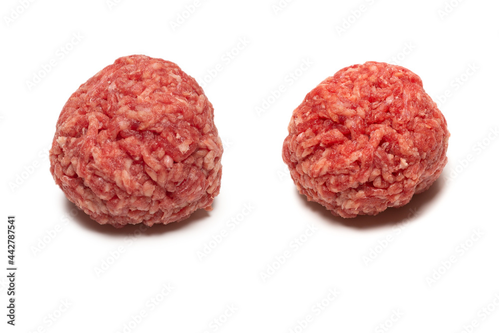 Raw meat balls isolated on white background. Raw meat balls isolated on white background.