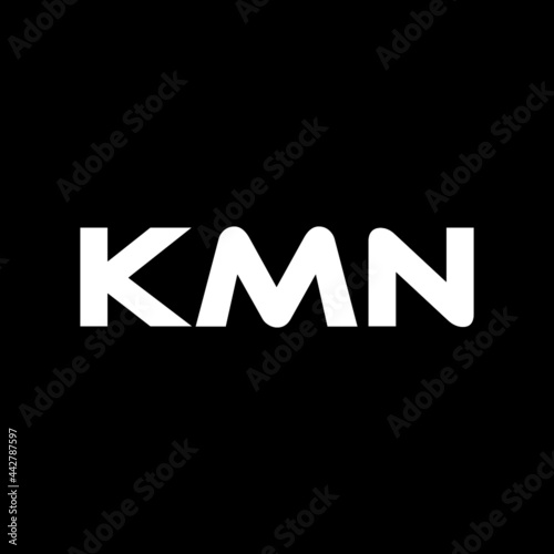 KMN letter logo design with black background in illustrator, vector logo modern alphabet font overlap style. calligraphy designs for logo, Poster, Invitation, etc.