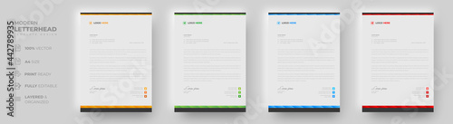 corporate modern letterhead design template with yellow, blue, green and red color. creative modern letter head design template for your project. letterhead, letter head, simple letterhead design.