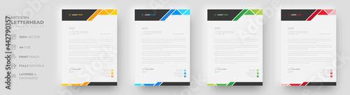 corporate modern letterhead design template with yellow, blue, green and red color. creative modern letter head design template for your project. letterhead, letter head, simple letterhead design.