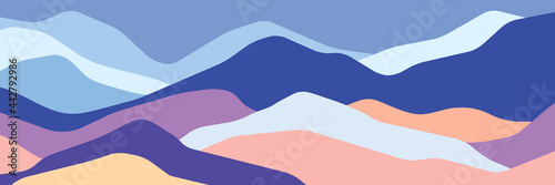 Multicolor mountains, translucent waves, abstract color glass shapes, modern background, vector design Illustration for you project