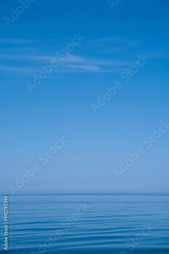 View on clear blue sky and sea 
