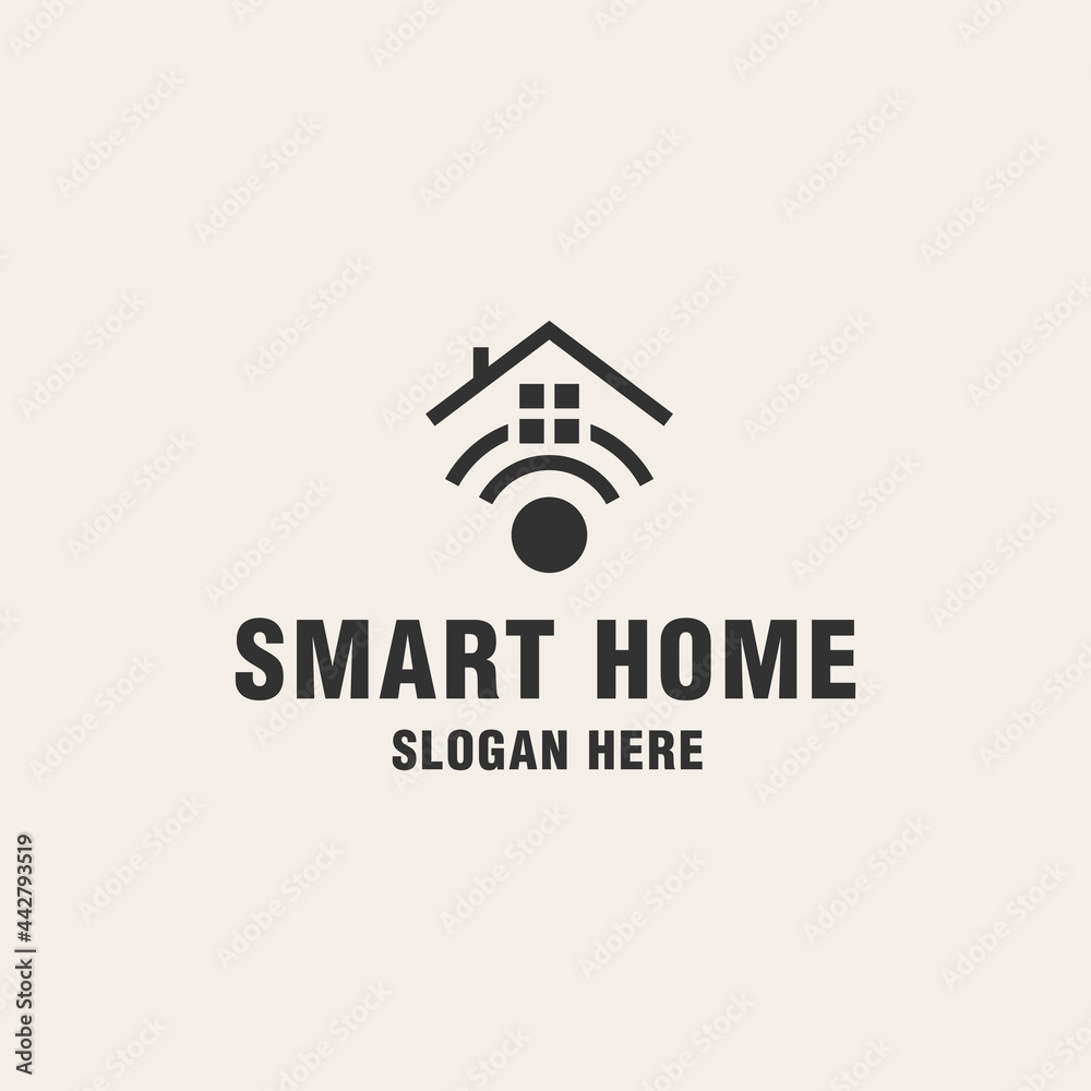 Smart home logo template on monogram style