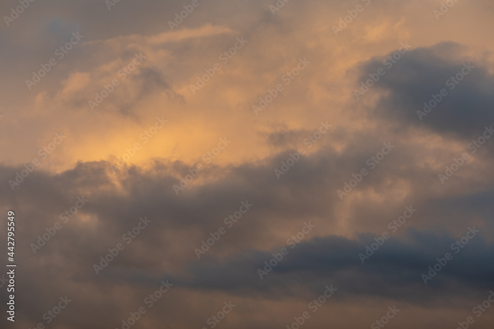 Beautiful sky with clouds at sunset.