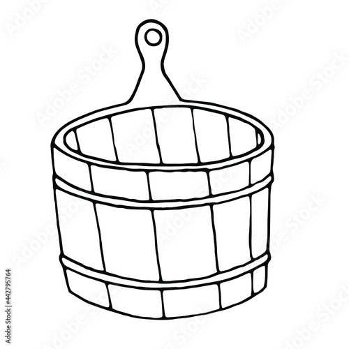 Hand draw illustration Bowl, Logo basin. Wood container icon