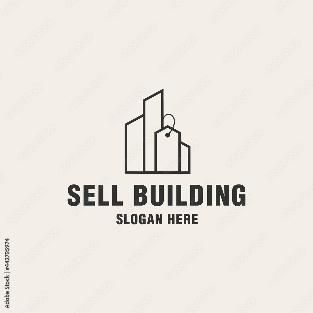 Sell building logo template on monogram style