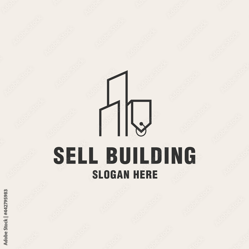 Sell building logo template on monogram style