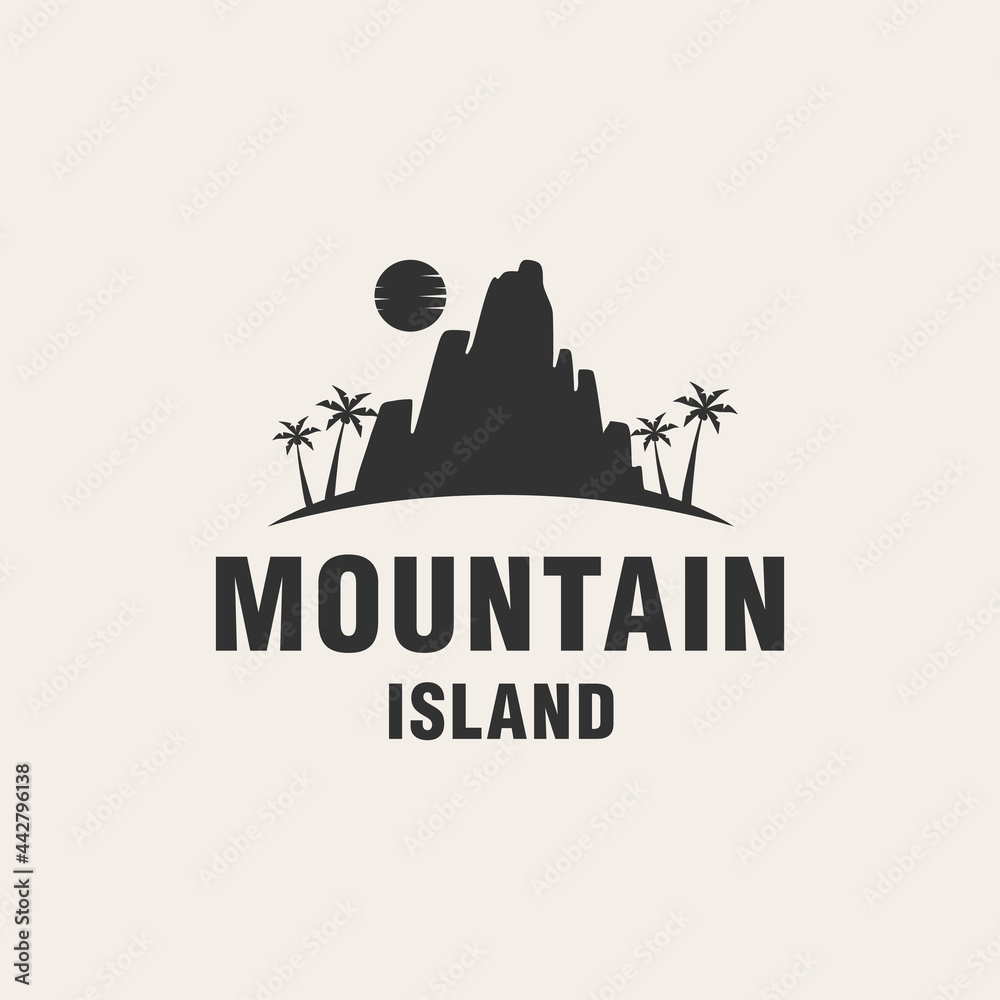 Mountain island logo template on monogram style Mountain island logo template on monogram style