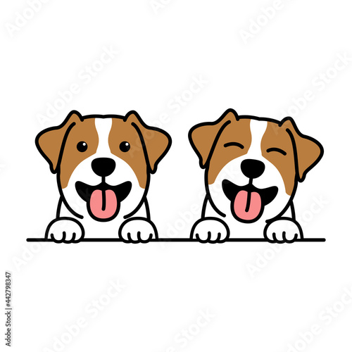Cute jack russell terrier puppy cartoon, vector illustration