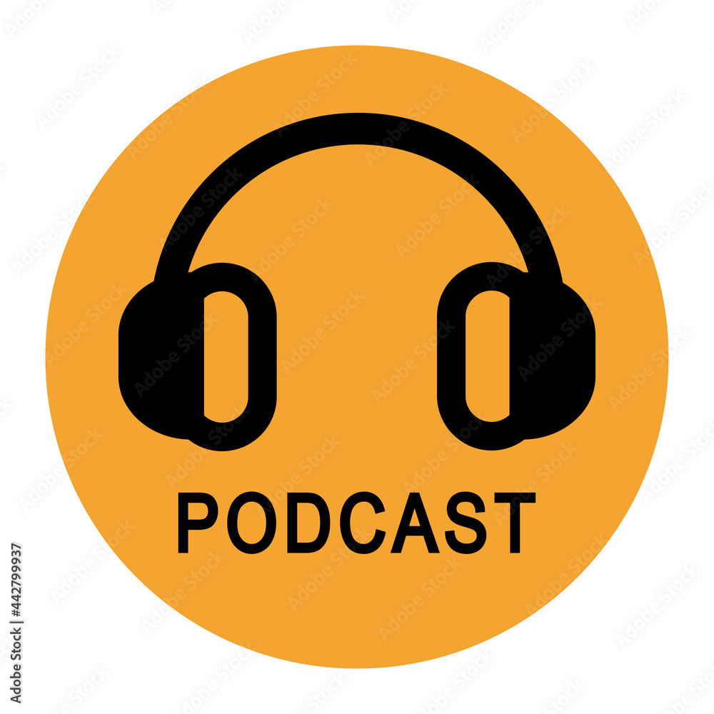 Logo of podcast. Sigh of headphone. Vector illustration. Logo of podcast. Sigh of headphone. Vector illustration.