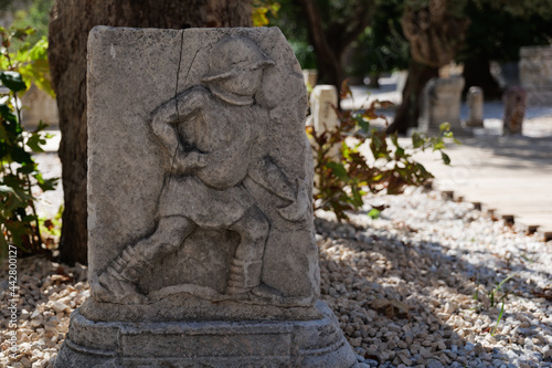 antique stone stele in the park turkey greece