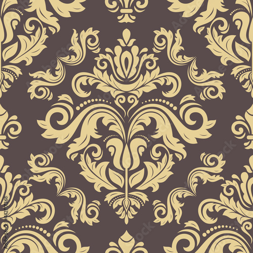 Orient vector classic brown and golden pattern. Seamless abstract background with vintage elements. Orient background. Ornament for wallpaper and packaging