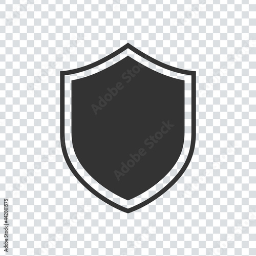 Shield Icon for Graphic Design Projects black color on transporter background. Vector illustration