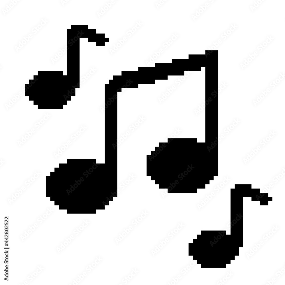 Pixel art music notes icon concept