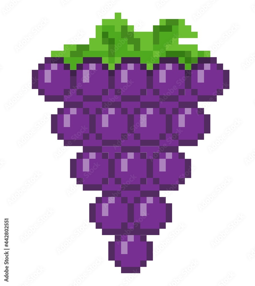 Obraz premium Grapes concept pixel art icon illustration
