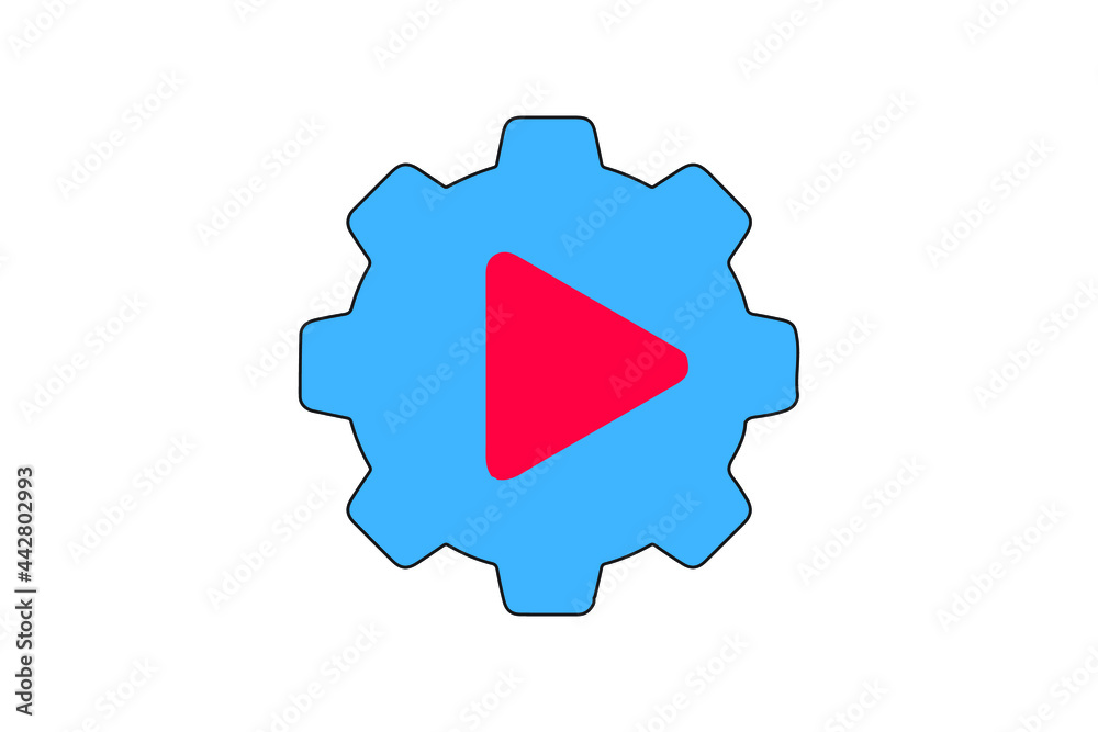 Video player flat logo design. Music player and video player icon Video player flat logo design. Music player and video player icon