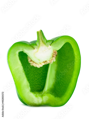 Half green bell pepper (paprika) isolated on white