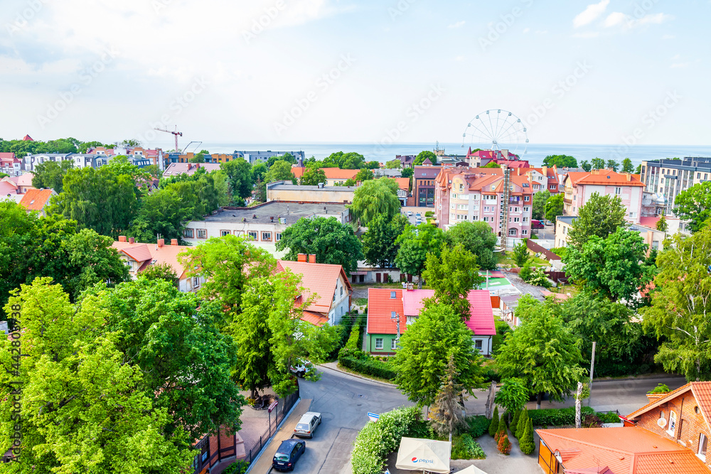 Fototapeta premium Zelenogradsk, Russia, June 22, 2021. View to the city from above