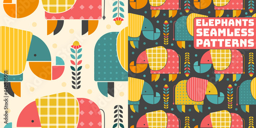 Photography geometric elephants kids print