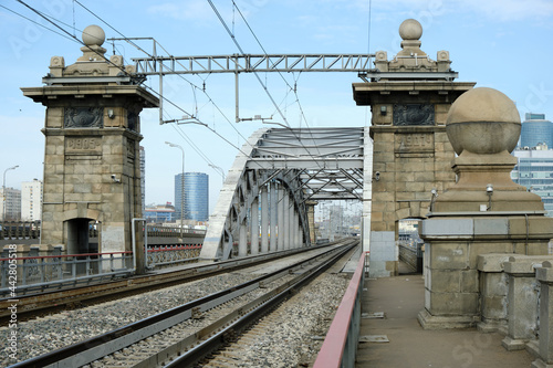 Stone bridge for the electric train across the Moskva River photo