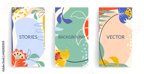 Vector template for social media posts, stories, banners, mobile apps, web, advertising. Creative universal artistic templates with bright colors. Design with copy space for text. Trendy concept