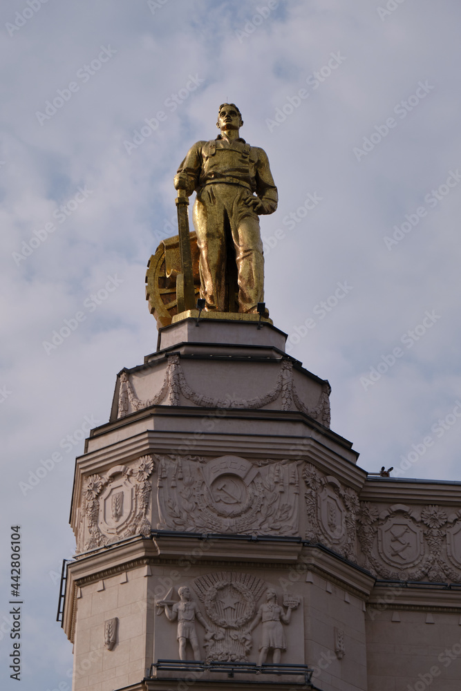 Statues and facades of VDNKh in Moscow